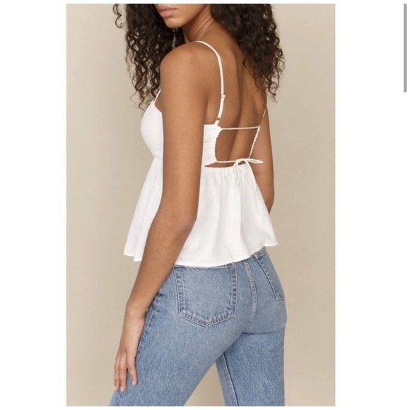 Reformation Swan White Linen Top Size Large - Picture 1 of 9